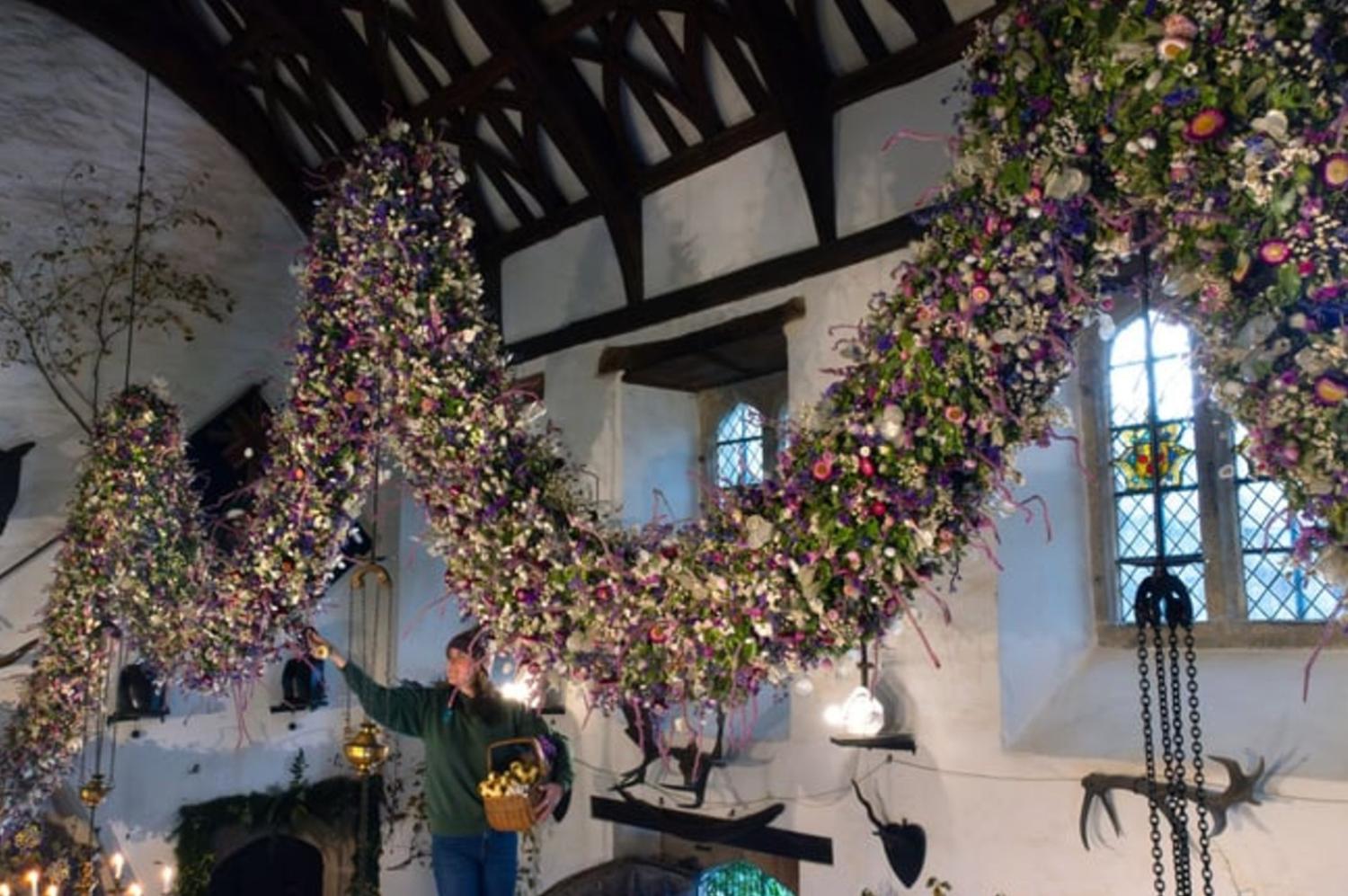 Last Dried Flower Added to Cotehele's Iconic Christmas Garland